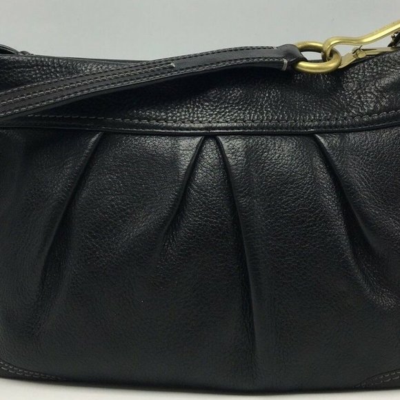 Coach 12917 Hamptons Black Pebbled Leather Hobo Shoulder Bag Purse MSRP $348 - Picture 5 of 8